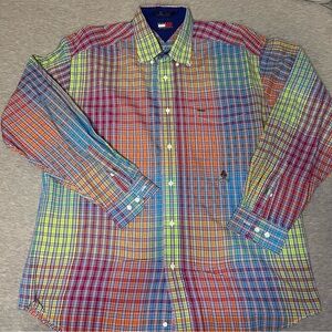 Retro Tommy Hilfiger Multicolor Casual Button Down Shirt